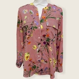 Calvin Klein Floral Stripe Pint Blouse